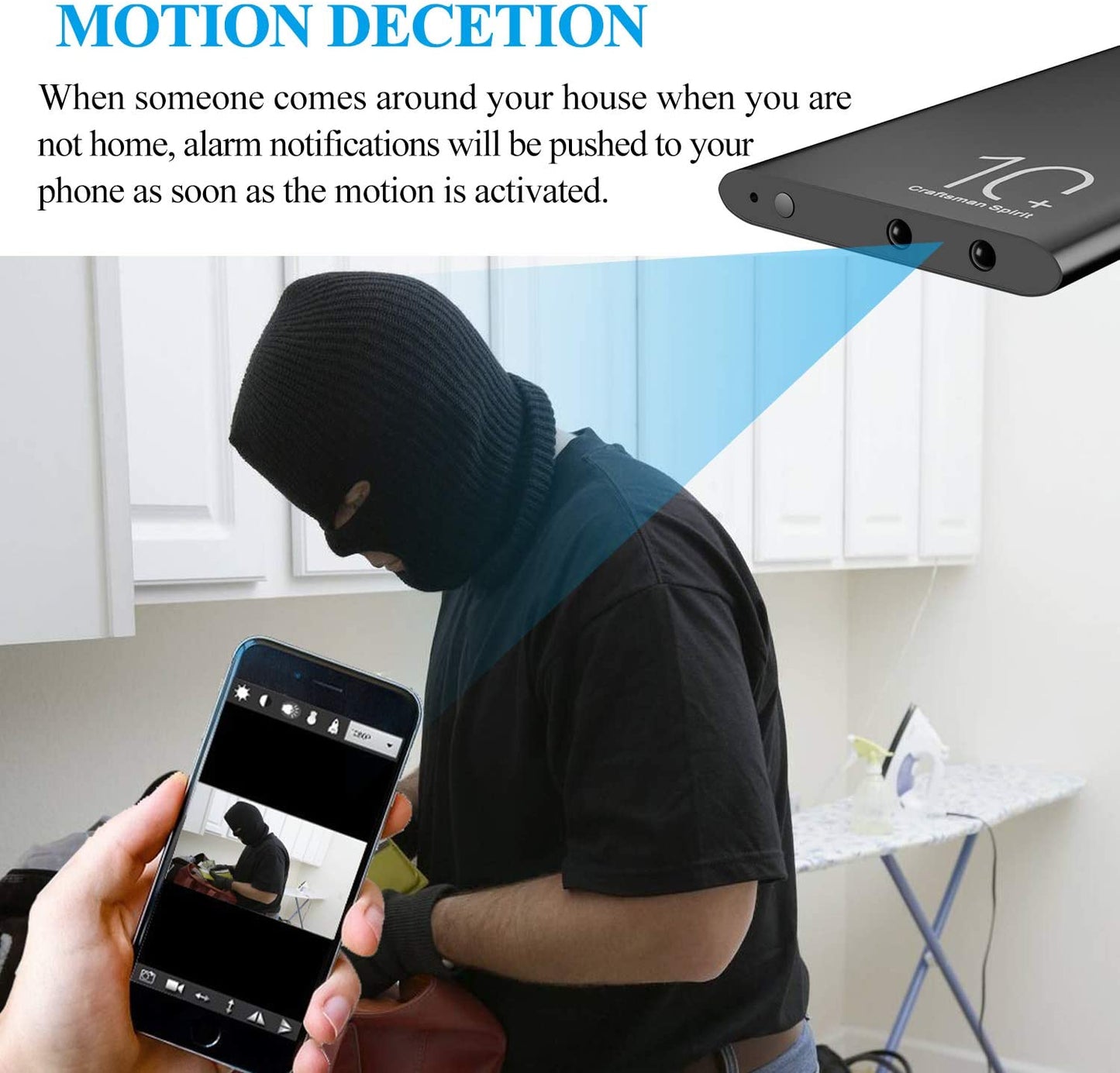 WiFi Spy Power Bank 1080p Camera Wireless 4k Hidden 10000mAh with Motion Detection, Night Vision, Live View Real-time Surveillance Video and Audio Recording, Spy Camera for Home/Office/Meeting/Car